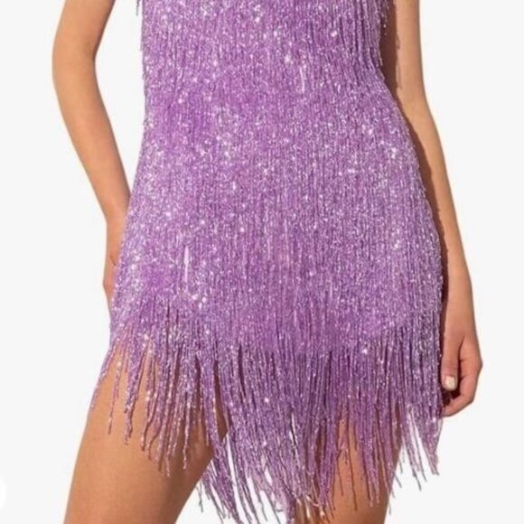 Dresses & Skirts - Brazilian Tassel Sparkle Dancers Costume Dress Purple Lilac Lavender size large